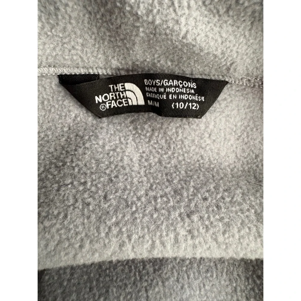 The North Face Fleece Jacket Boys M 10/12 Grey Neon Yellow Full Zip TKA 100